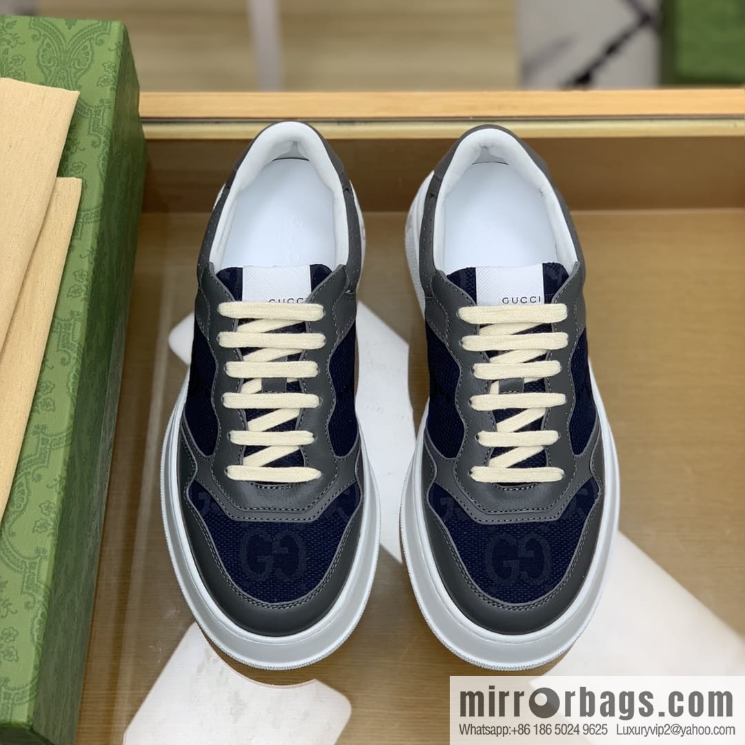Gucci Gucci uses leather material, GG printed canvas leather men's sneakers