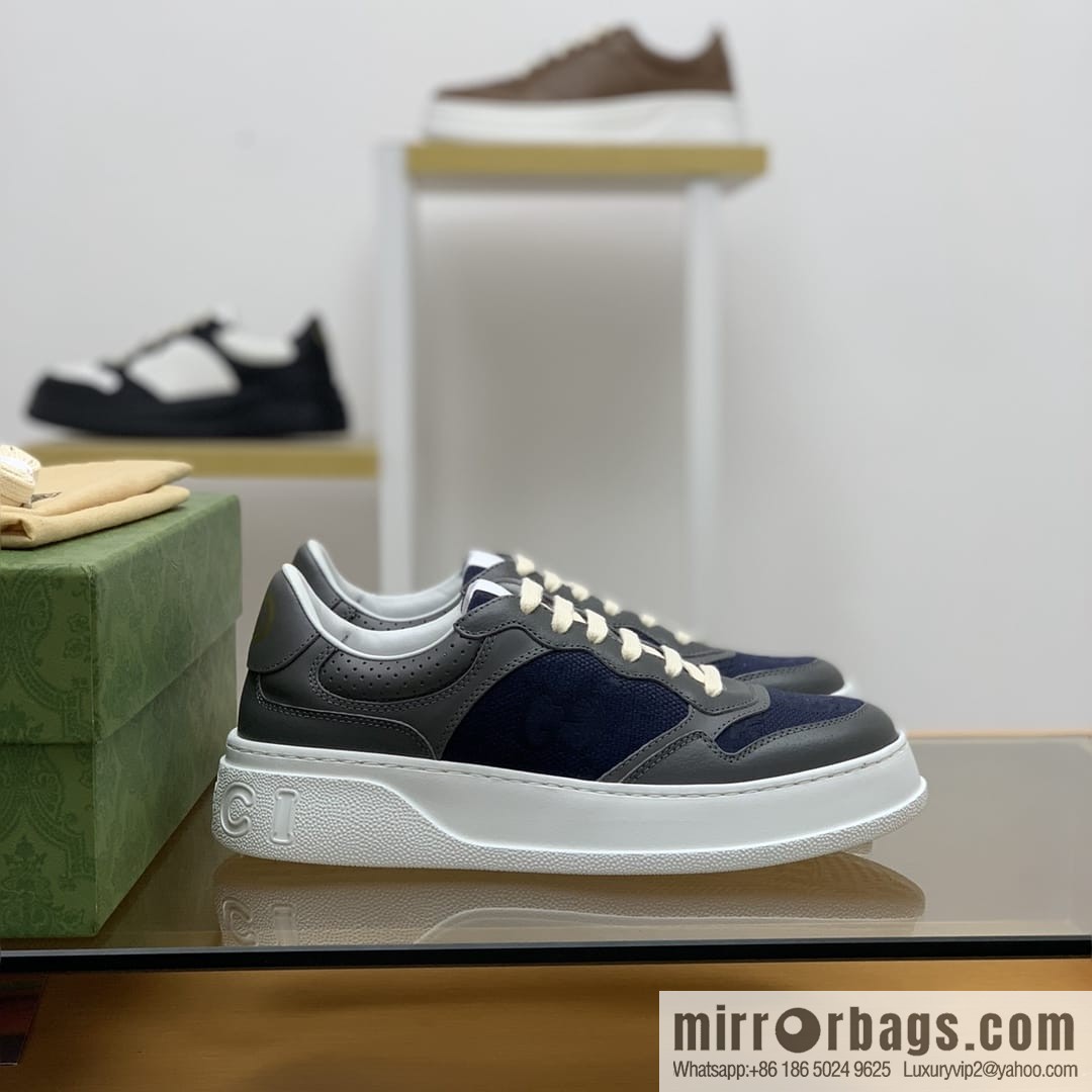 Gucci Gucci uses leather material, GG printed canvas leather men's sneakers