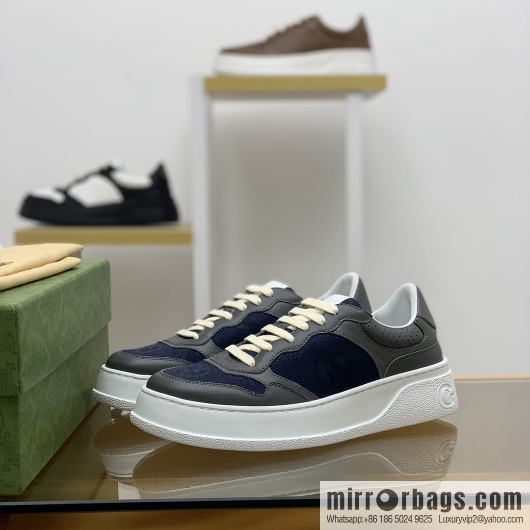 Gucci Gucci uses leather material, GG printed canvas leather men's sneakers
