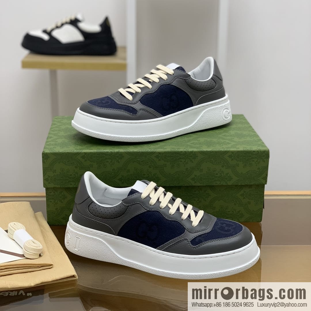 Gucci Gucci uses leather material, GG printed canvas leather men's sneakers