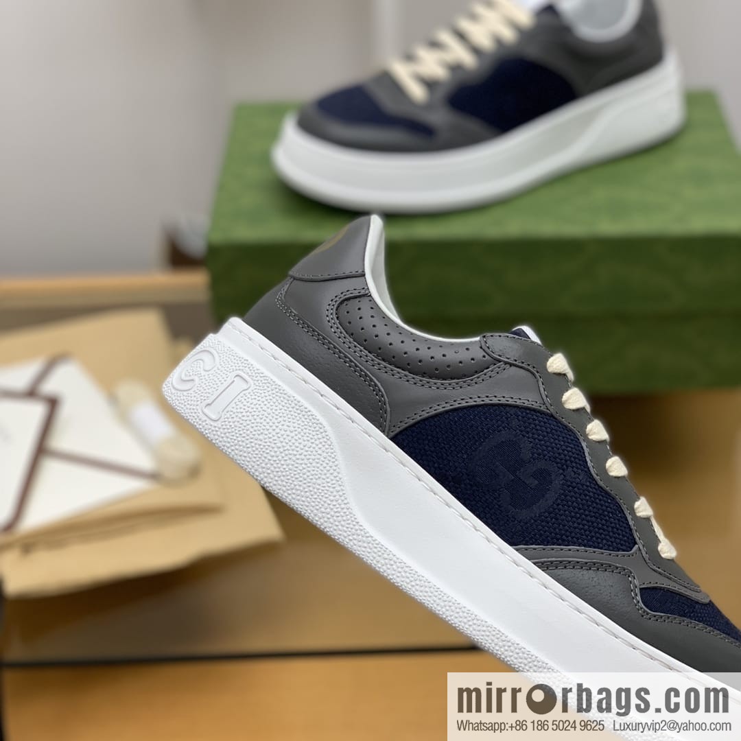 Gucci Gucci uses leather material, GG printed canvas leather men's sneakers