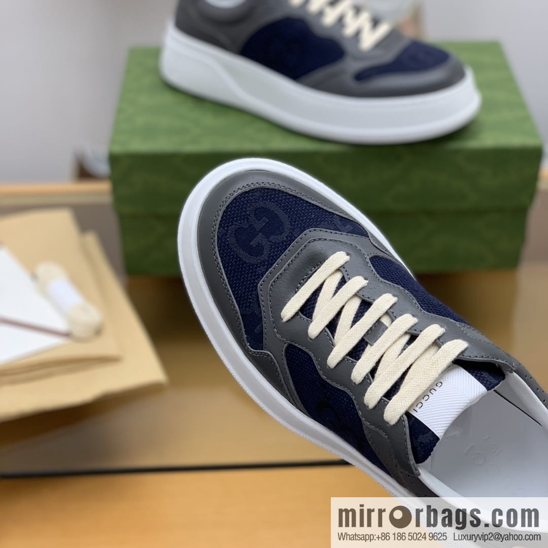 Gucci Gucci uses leather material, GG printed canvas leather men's sneakers