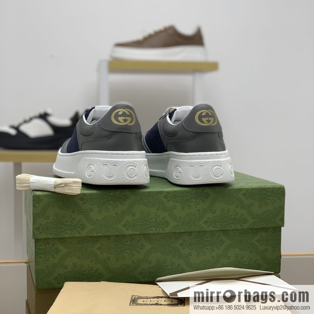 Gucci Gucci uses leather material, GG printed canvas leather men's sneakers