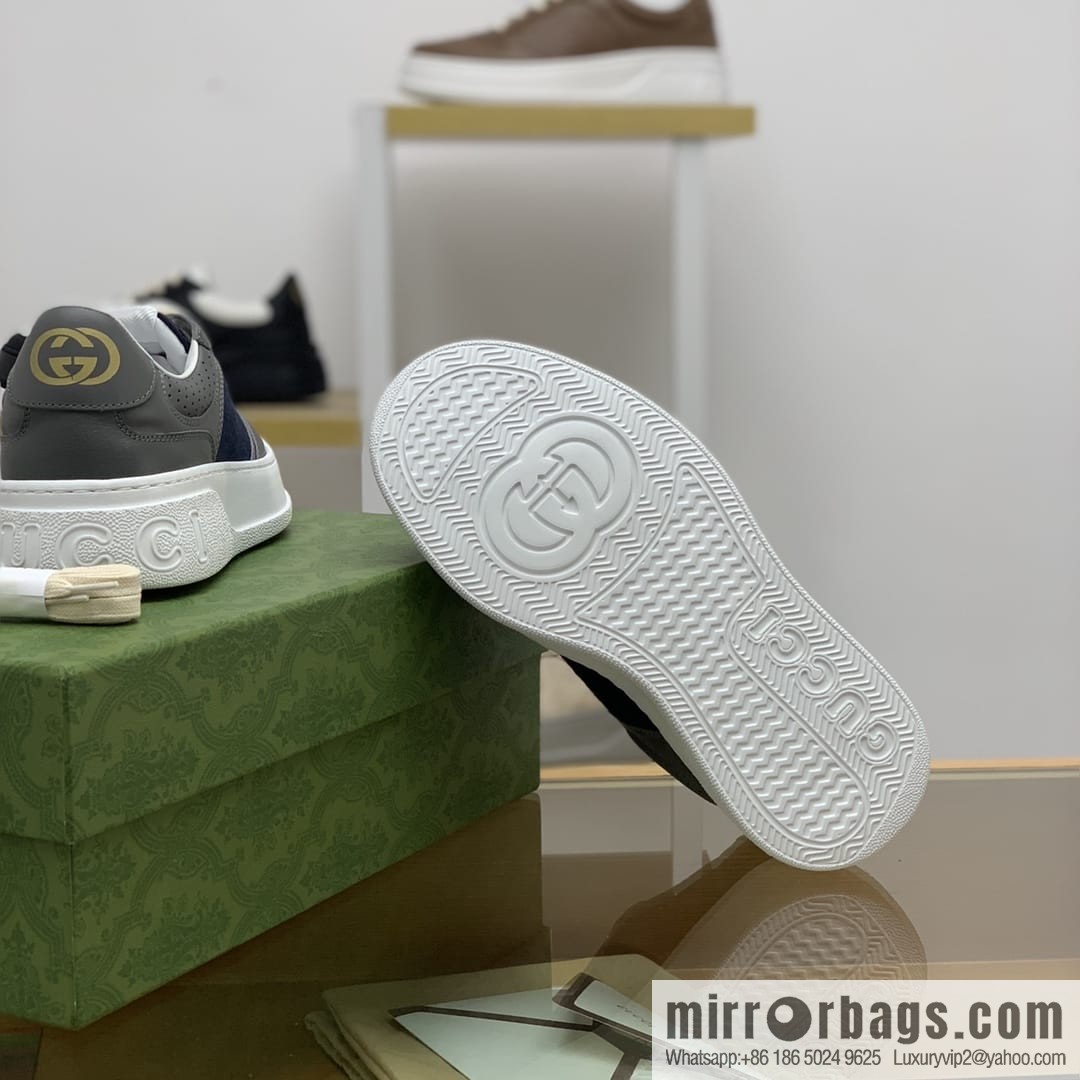 Gucci Gucci uses leather material, GG printed canvas leather men's sneakers