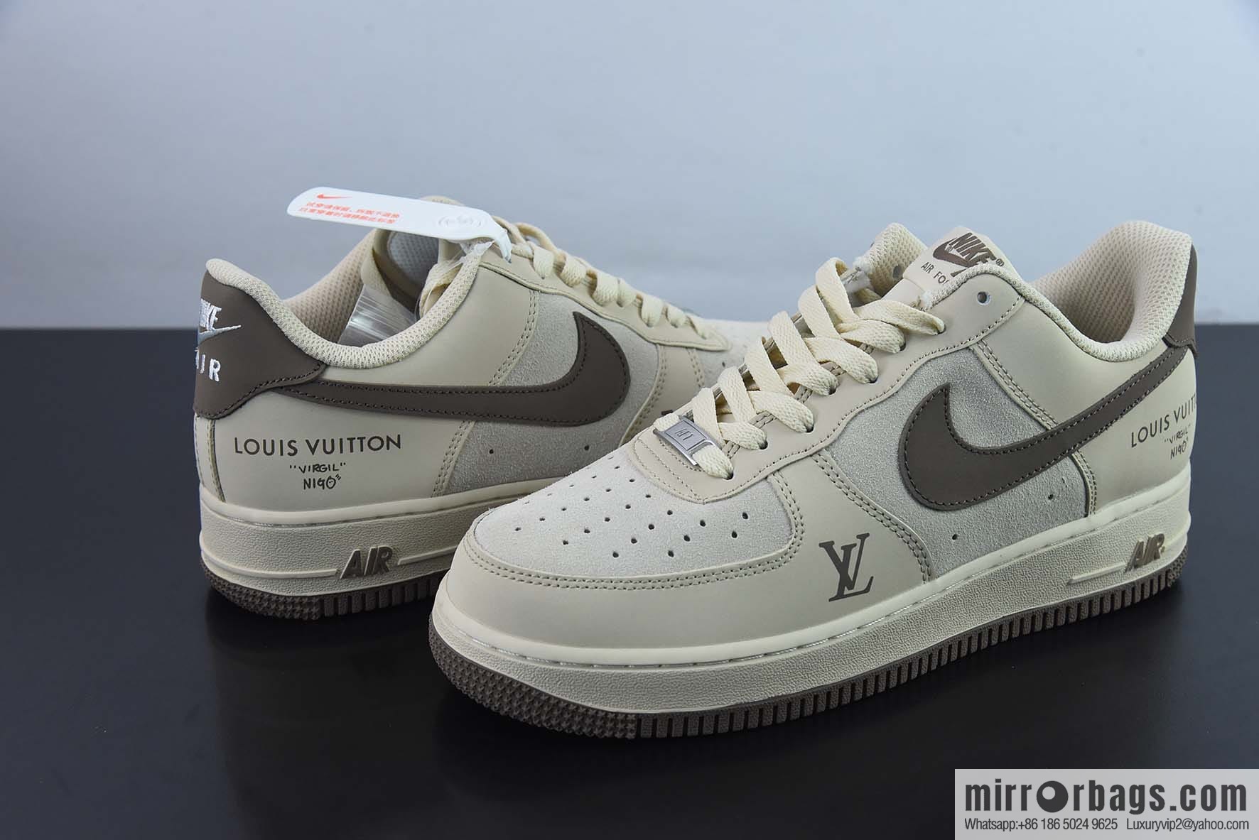 NIke Air Force 1 AF1 Air Force One/Low Help, Khaki Brown LV printed item number: BS6055-301