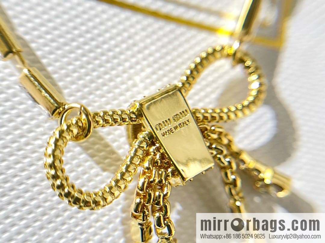 Miu Miu Miu full diamond bow fringed necklace