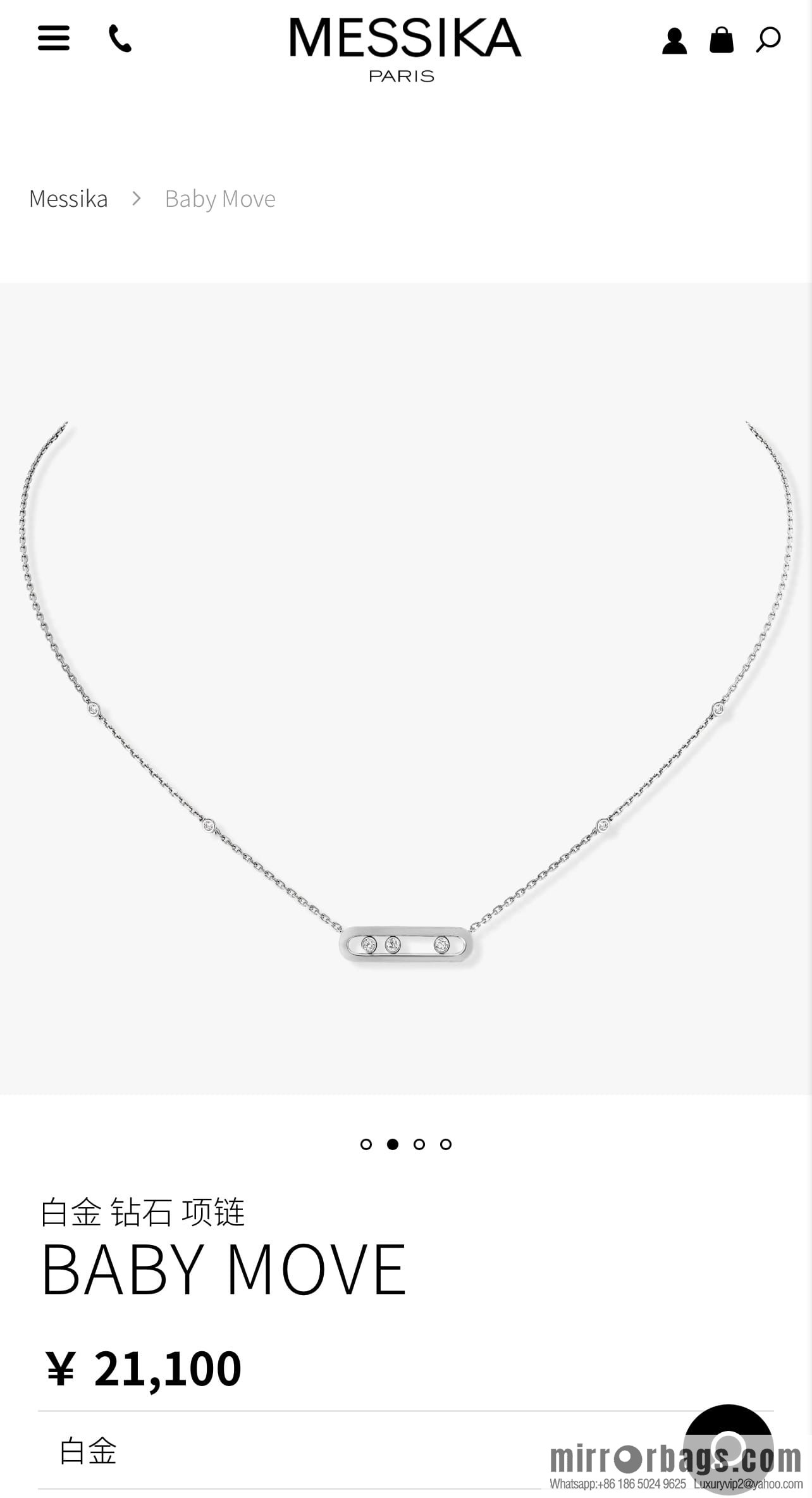Messika MOVE glossy three diamond necklace