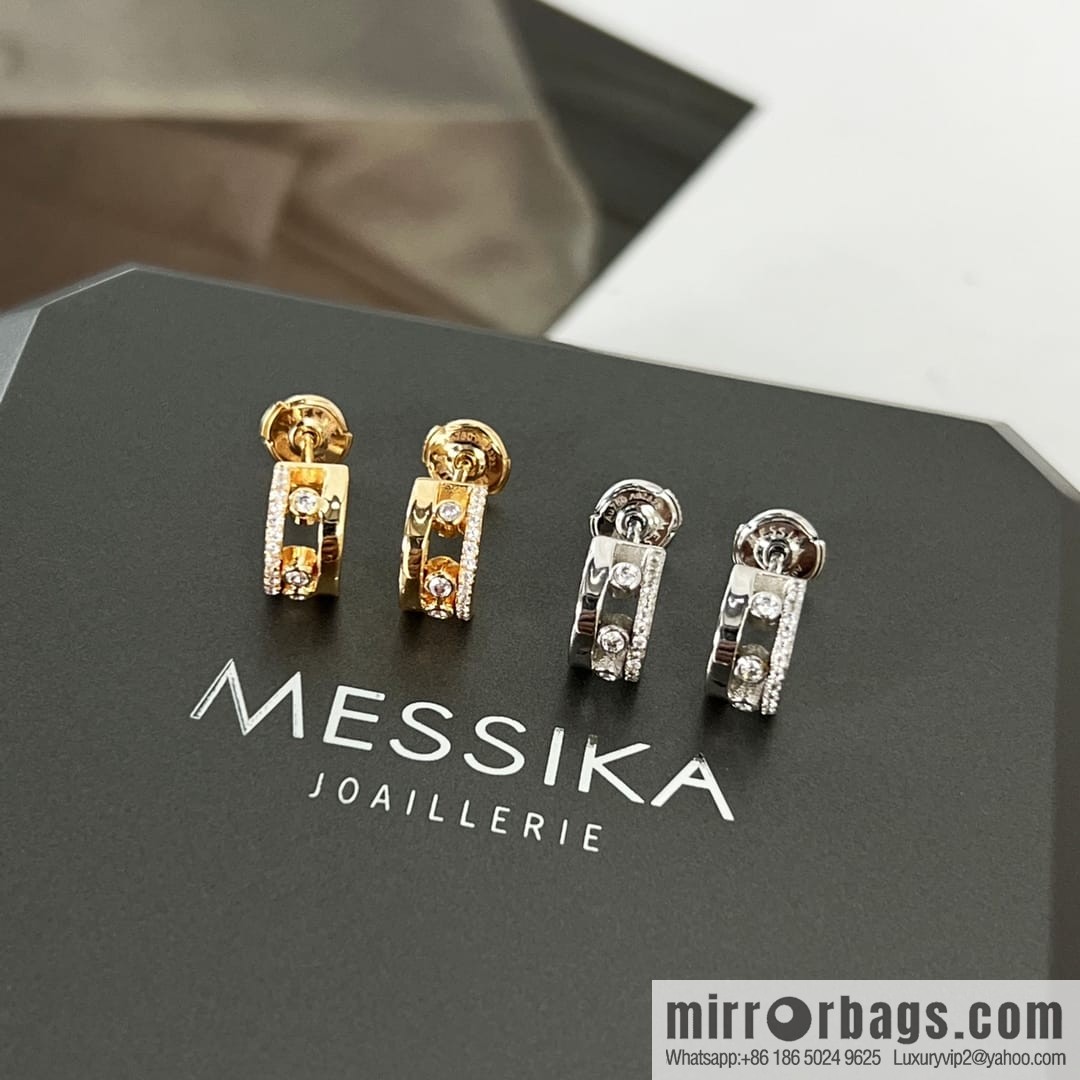 Messika MOVE Full Diamond Three Diamonds, stud earrings