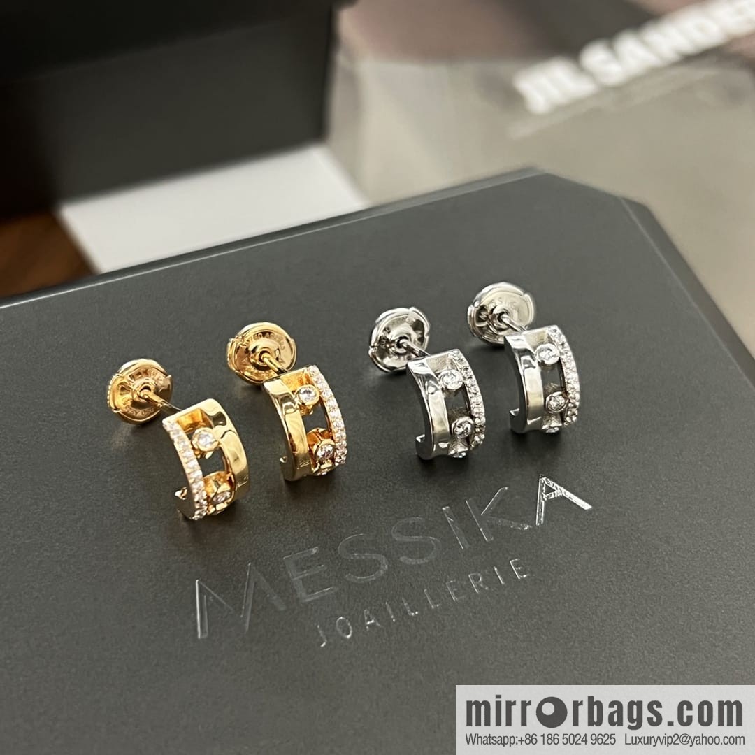 Messika MOVE Full Diamond Three Diamonds, stud earrings