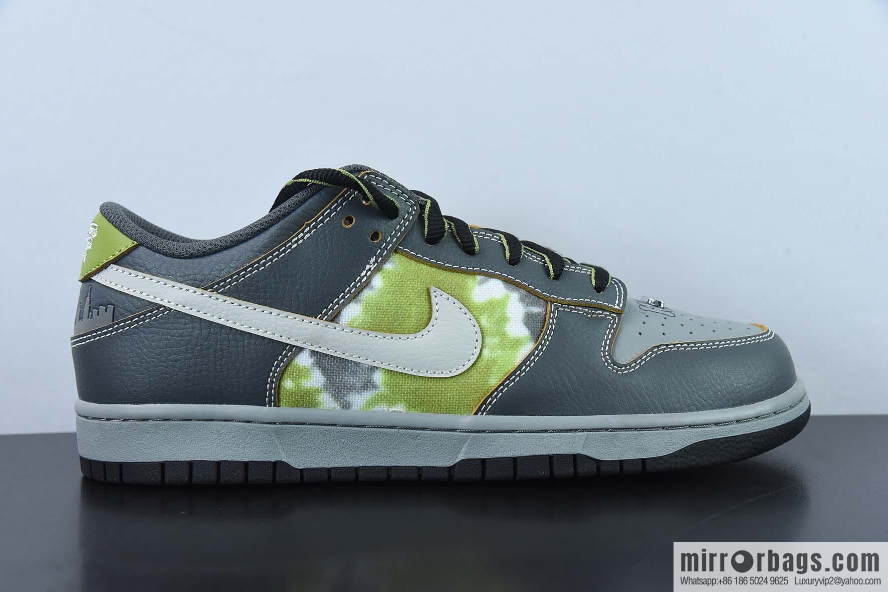HUF X NK SB Dunk Low New York Scratch Gray Green Low Top Casual Board Shoes FD8775-002