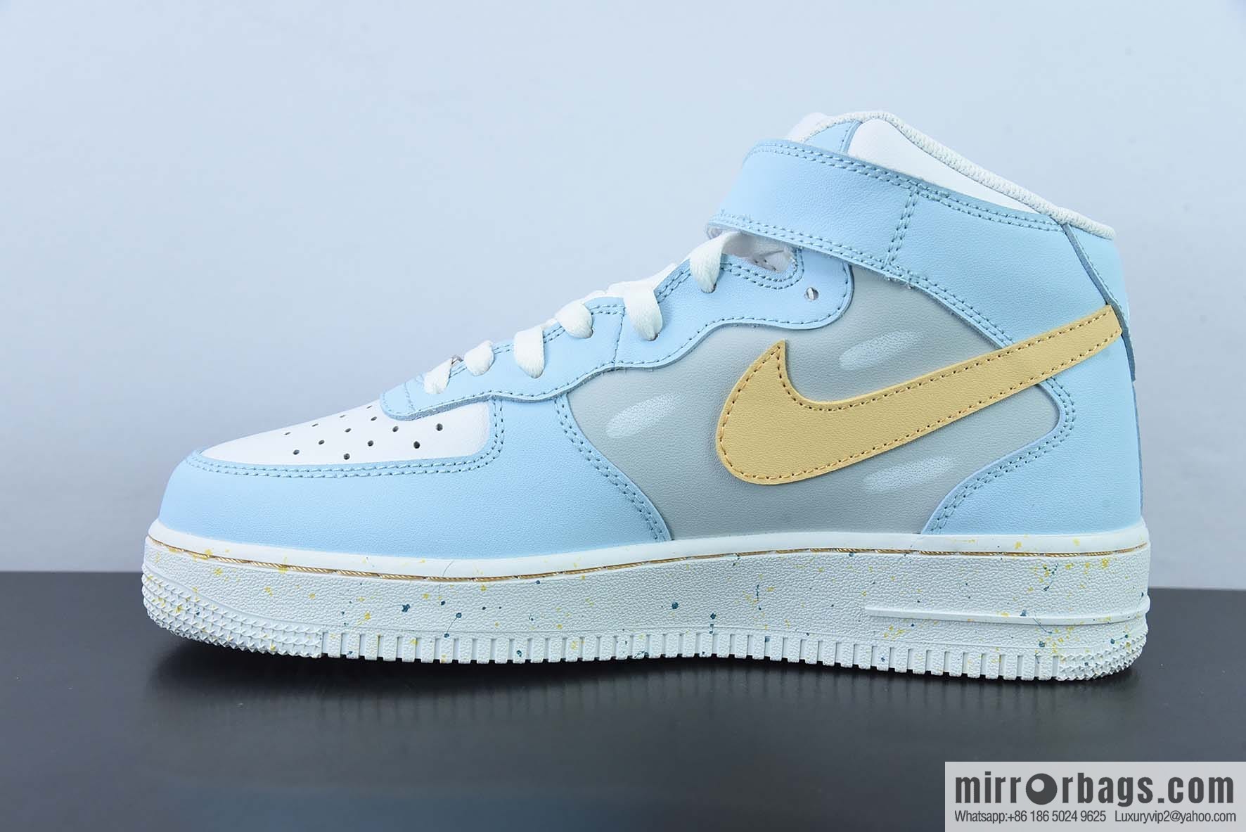 KAWS x NK Air Force 1 Mid white, blue and yellow graffiti doll joint name, Air Force One Zhongbang, item number: CW2289-111