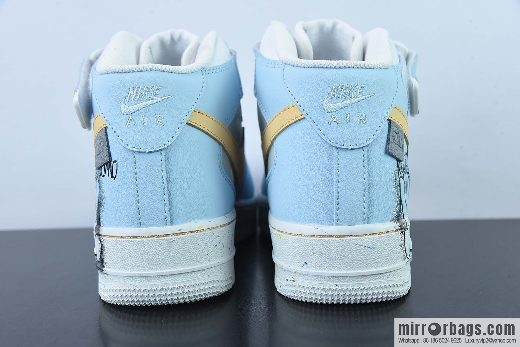 KAWS x NK Air Force 1 Mid white, blue and yellow graffiti doll joint name, Air Force One Zhongbang, item number: CW2289-111
