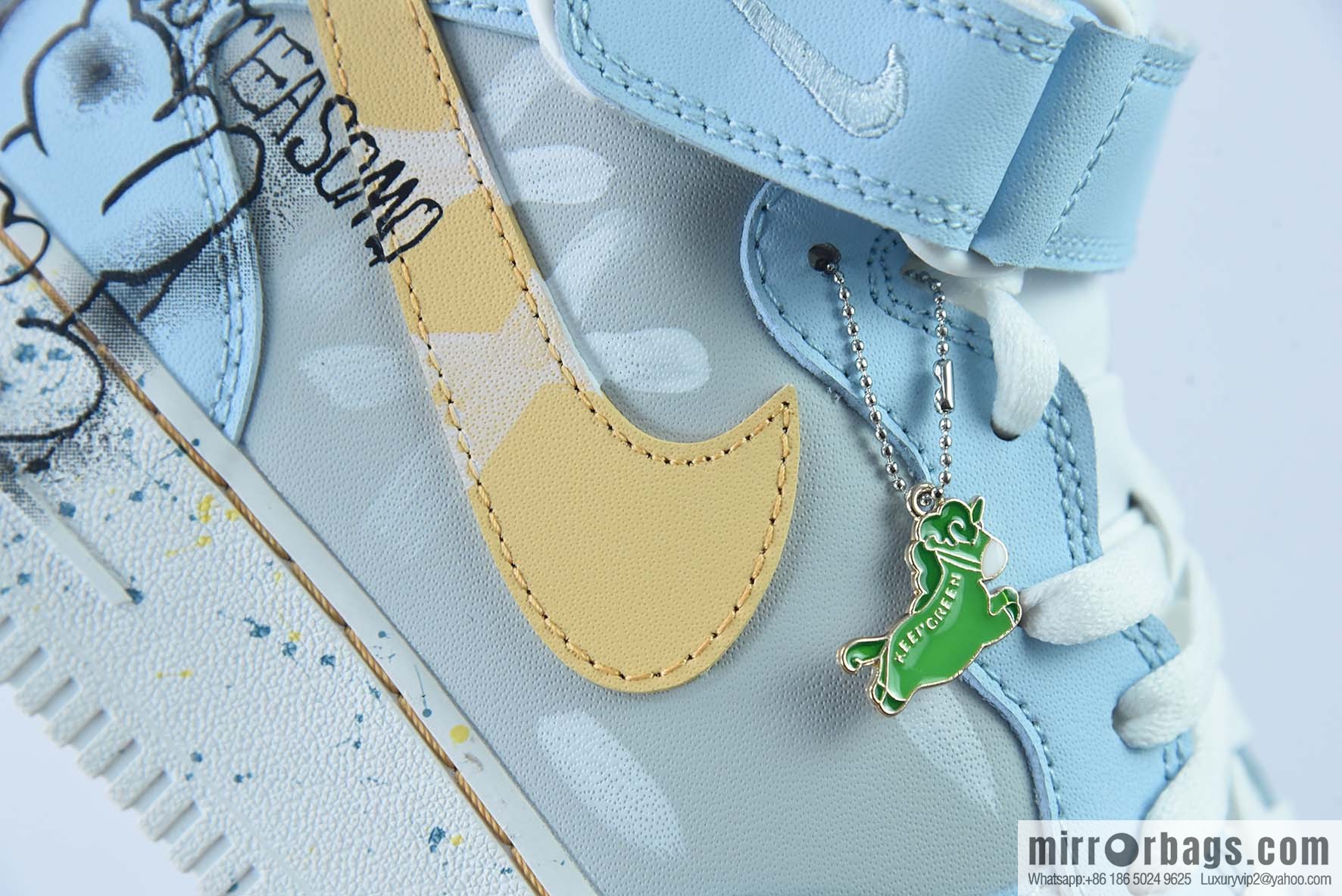 KAWS x NK Air Force 1 Mid white, blue and yellow graffiti doll joint name, Air Force One Zhongbang, item number: CW2289-111