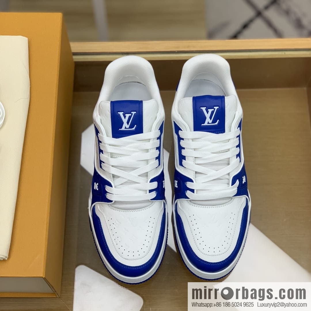 LV/Louis Vuitton uses color-matching calfskin to make high-end men's sports running shoes