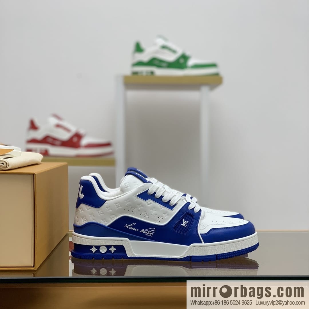 LV/Louis Vuitton uses color-matching calfskin to make high-end men's sports running shoes