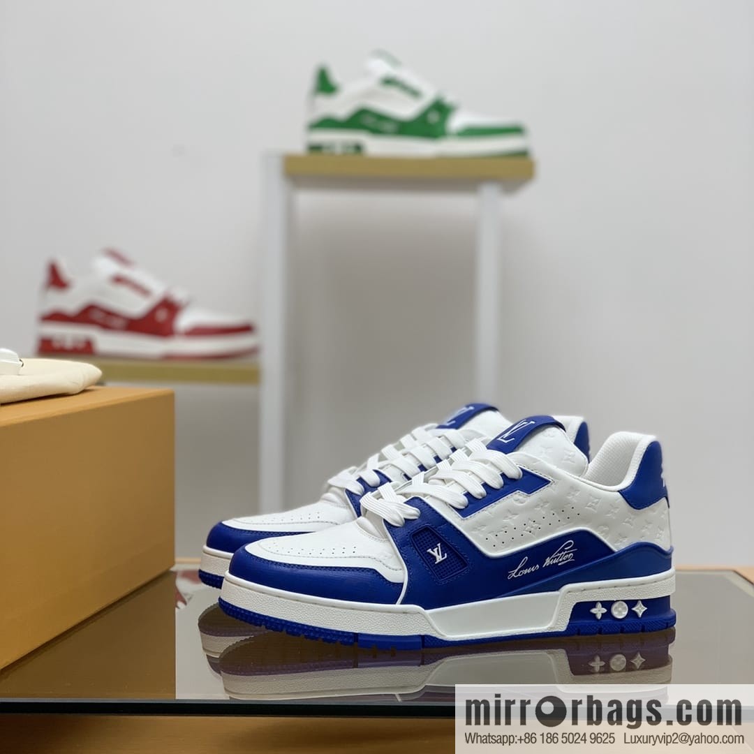 LV/Louis Vuitton uses color-matching calfskin to make high-end men's sports running shoes