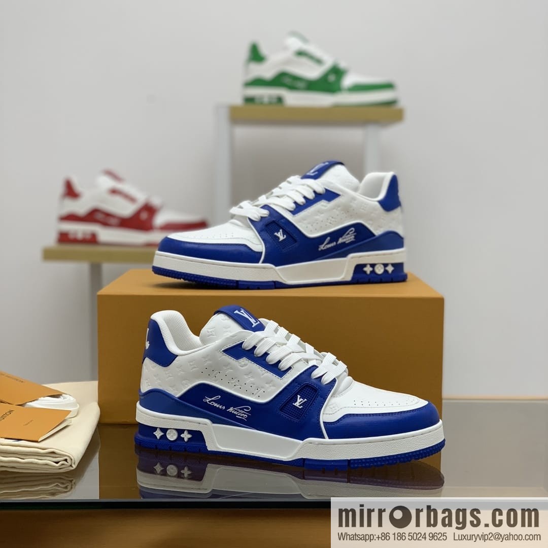 LV/Louis Vuitton uses color-matching calfskin to make high-end men's sports running shoes