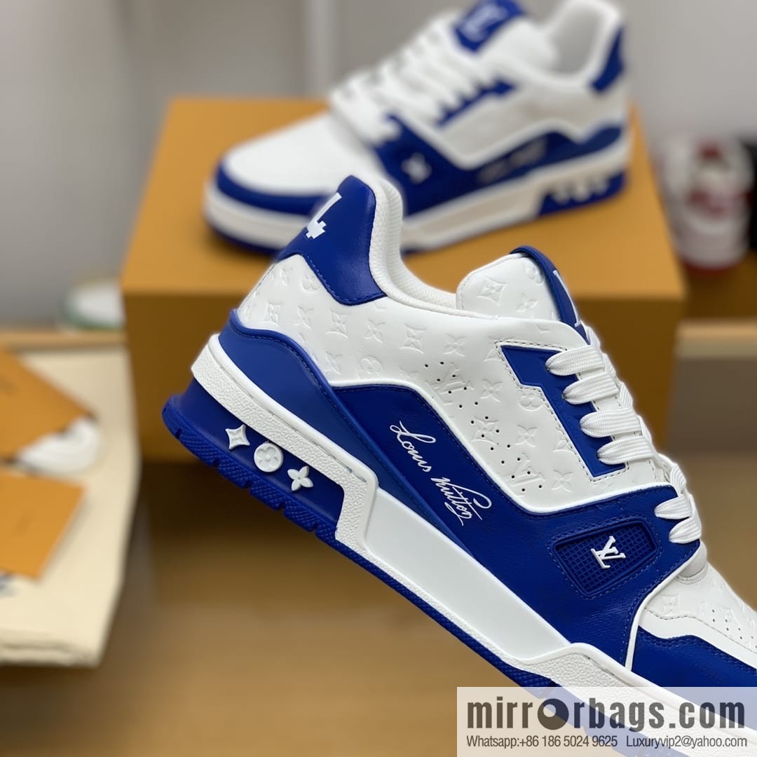 LV/Louis Vuitton uses color-matching calfskin to make high-end men's sports running shoes