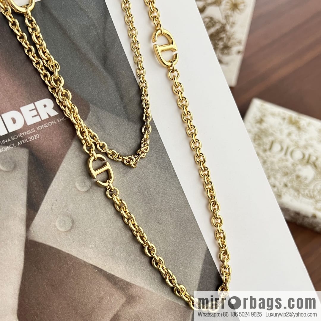 New ☑️ DIOR Dior CD double layer necklace