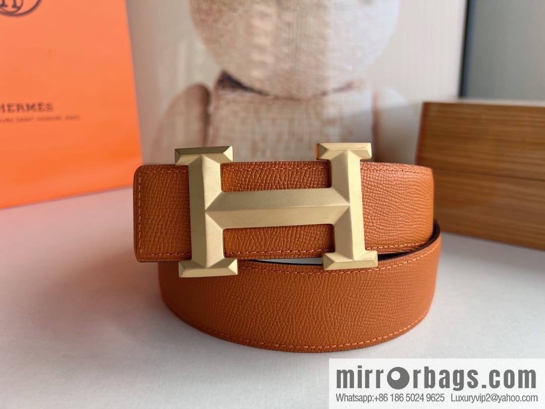 HERMES Hermès with thin H rhombus metal buckle men's 3.8cm waist belt