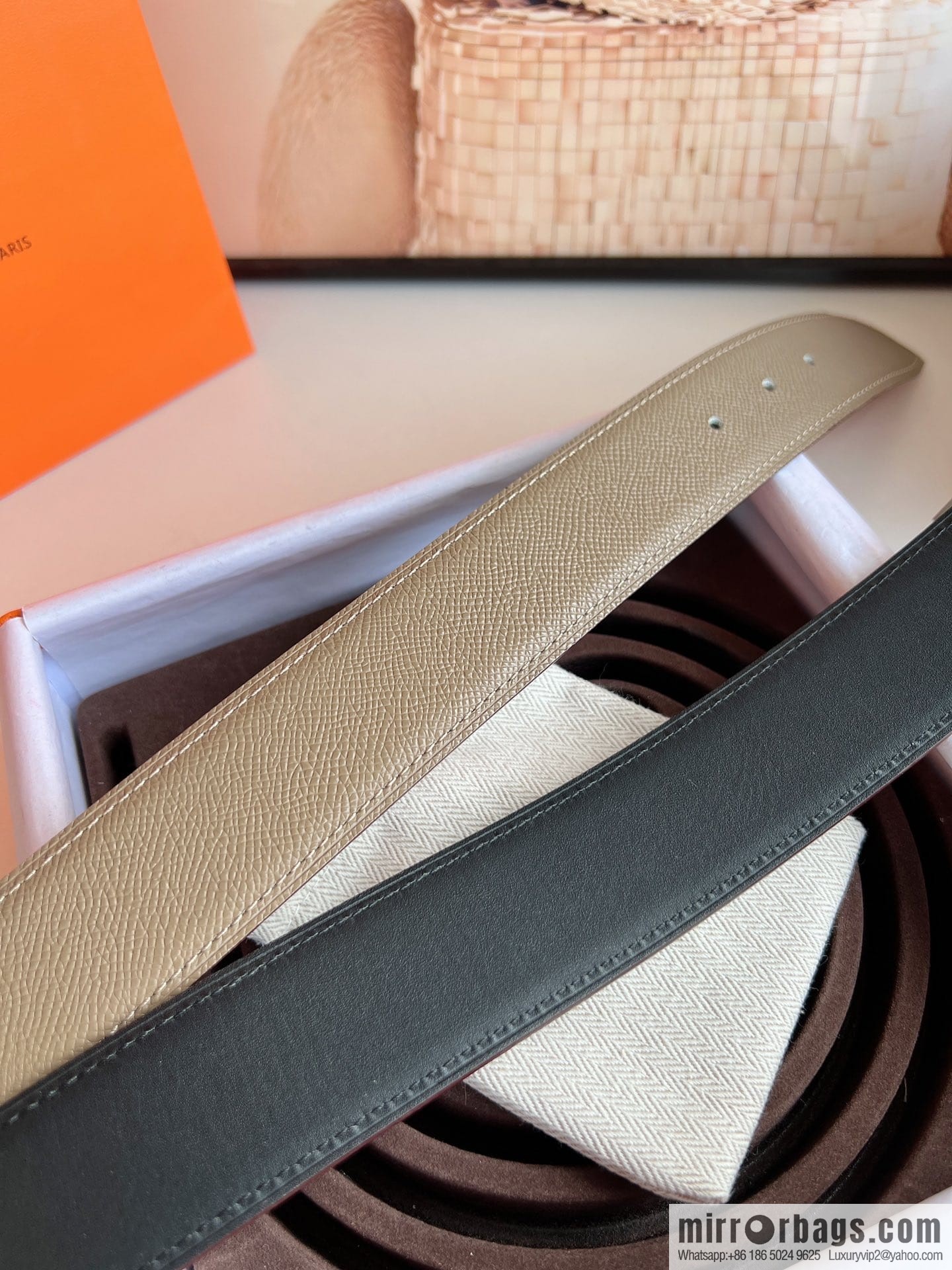 HERMES Hermès with thin H rhombus metal buckle men's 3.8cm waist belt