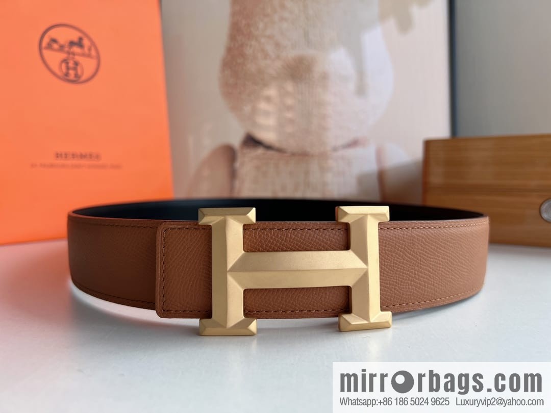 HERMES Hermès with thin H rhombus metal buckle men's 3.8cm waist belt