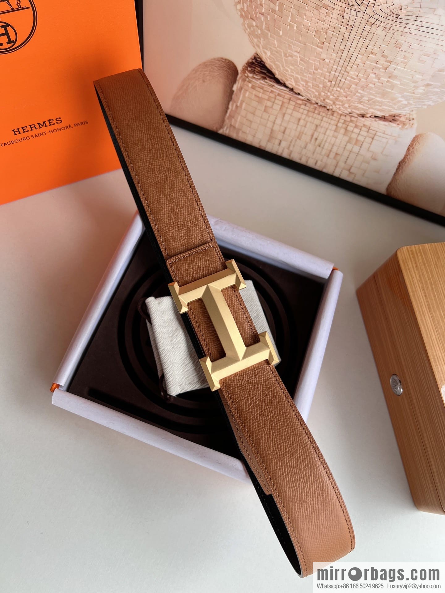 HERMES Hermès with thin H rhombus metal buckle men's 3.8cm waist belt