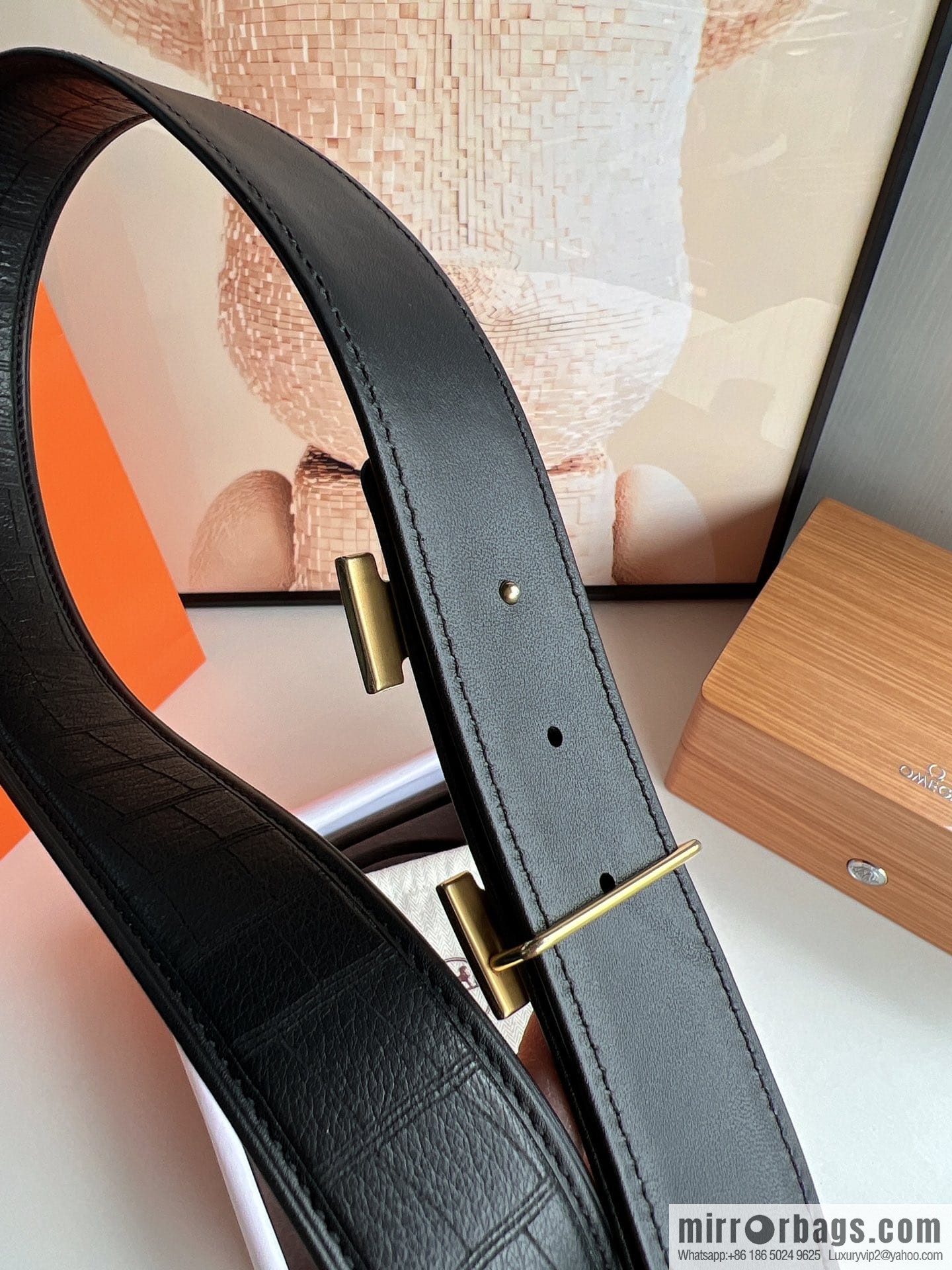 Hermes Hermès Stainless Steel H with Diamond Buckle Men's 3.8cm waist belt