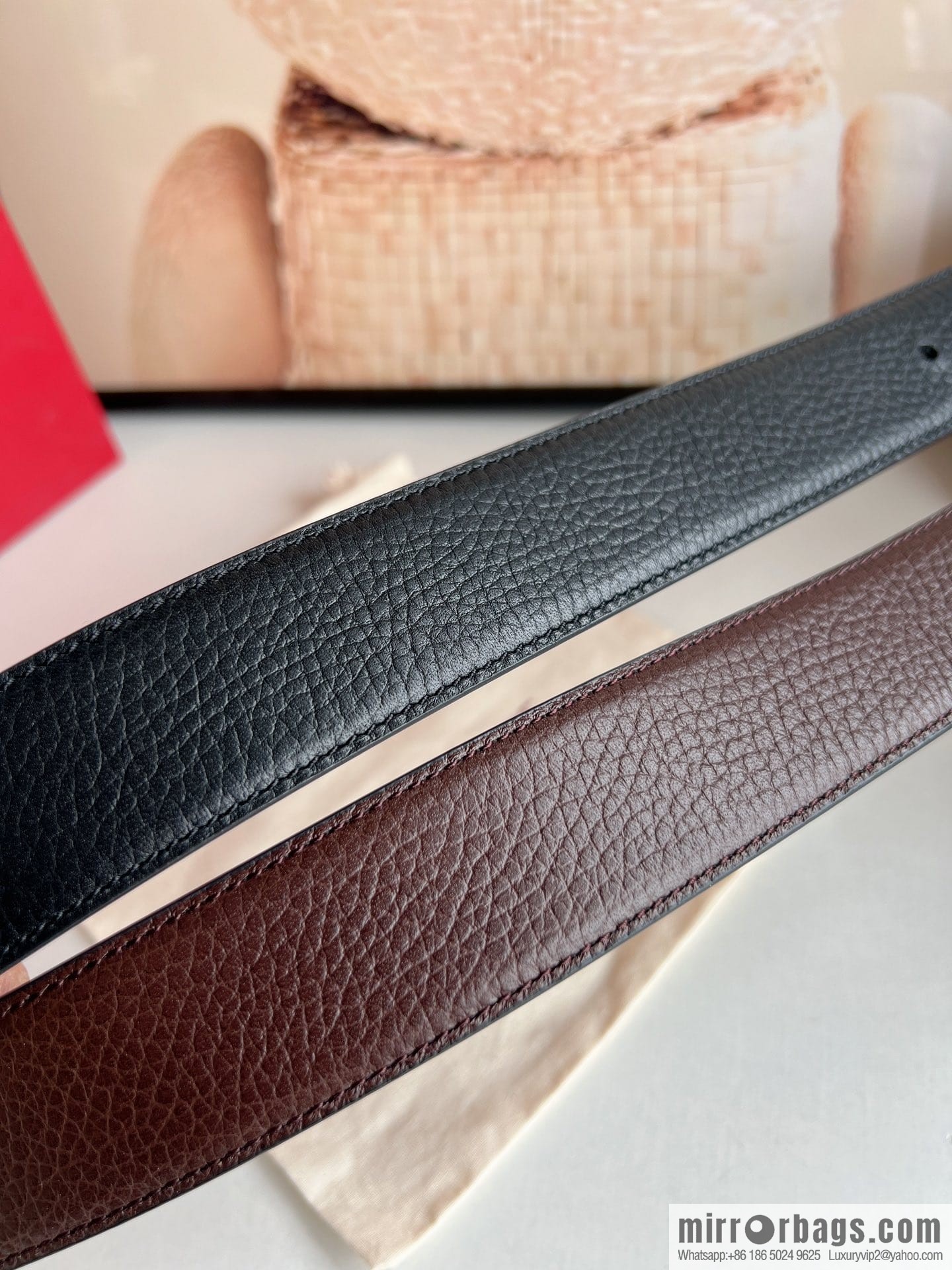 Ferragamo, exquisite figure 8 metal clasp men's 3.5cm waist belt