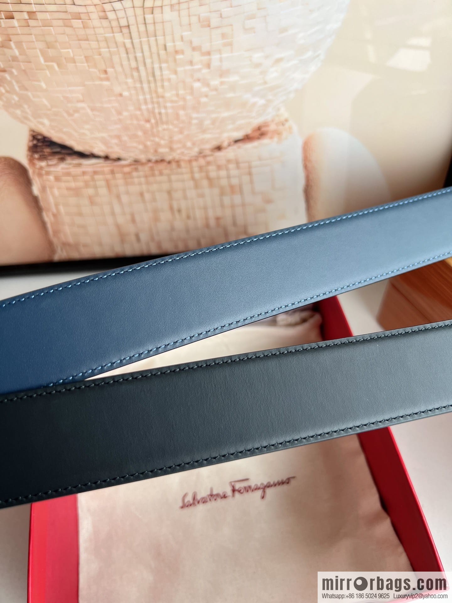 Ferragamo, exquisite figure 8 metal clasp men's 3.5cm waist belt