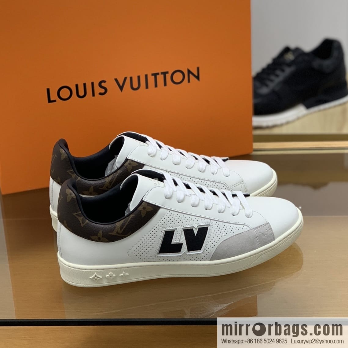 LV/Louis Vuitton White Rubber Outsole Embossed Monogram floral men's sneakers