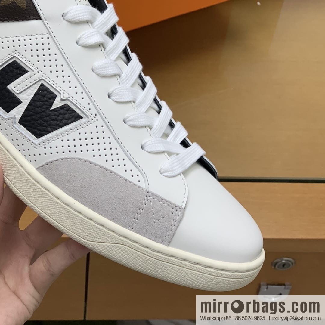 LV/Louis Vuitton White Rubber Outsole Embossed Monogram floral men's sneakers