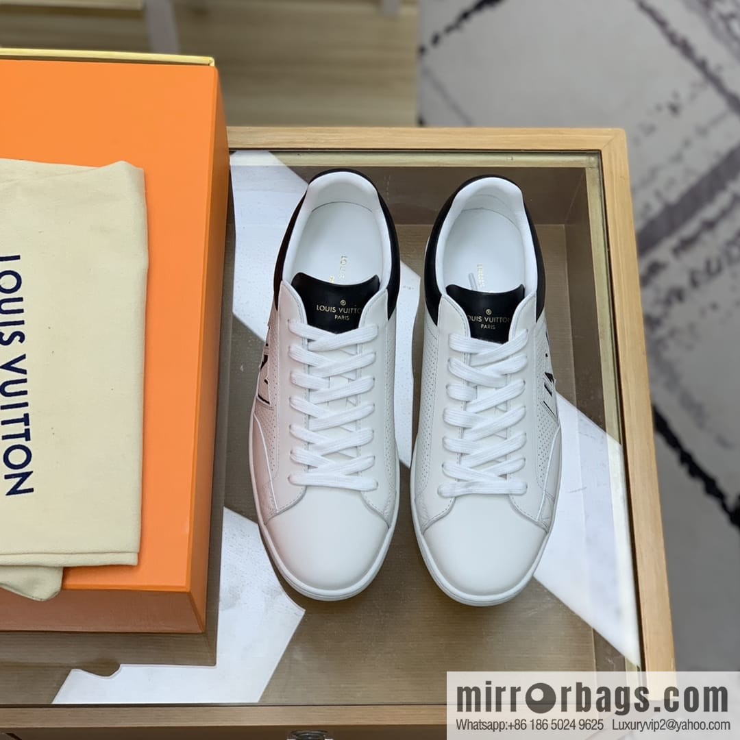 LV/Louis Vuitton White Rubber Outsole Embossed Monogram floral men's sneakers