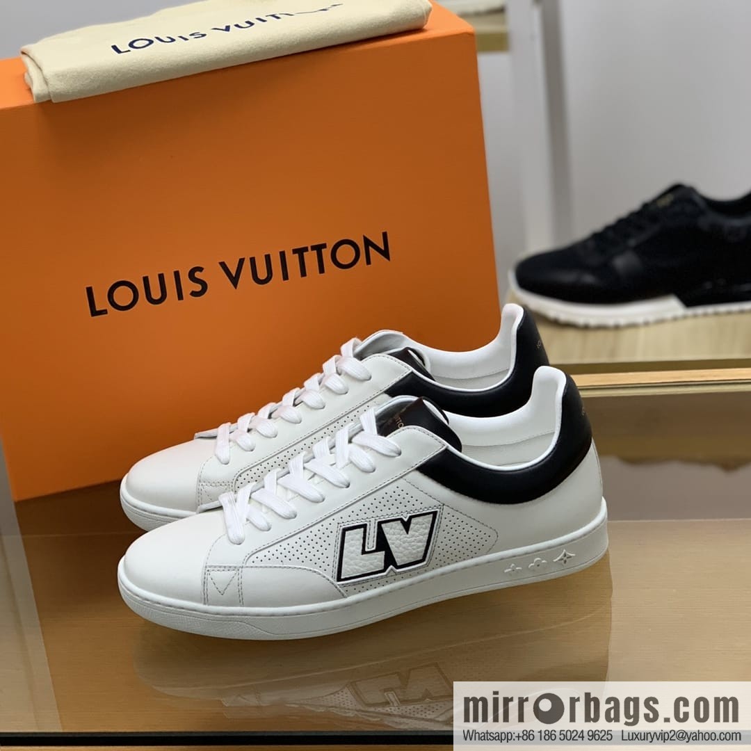 LV/Louis Vuitton White Rubber Outsole Embossed Monogram floral men's sneakers