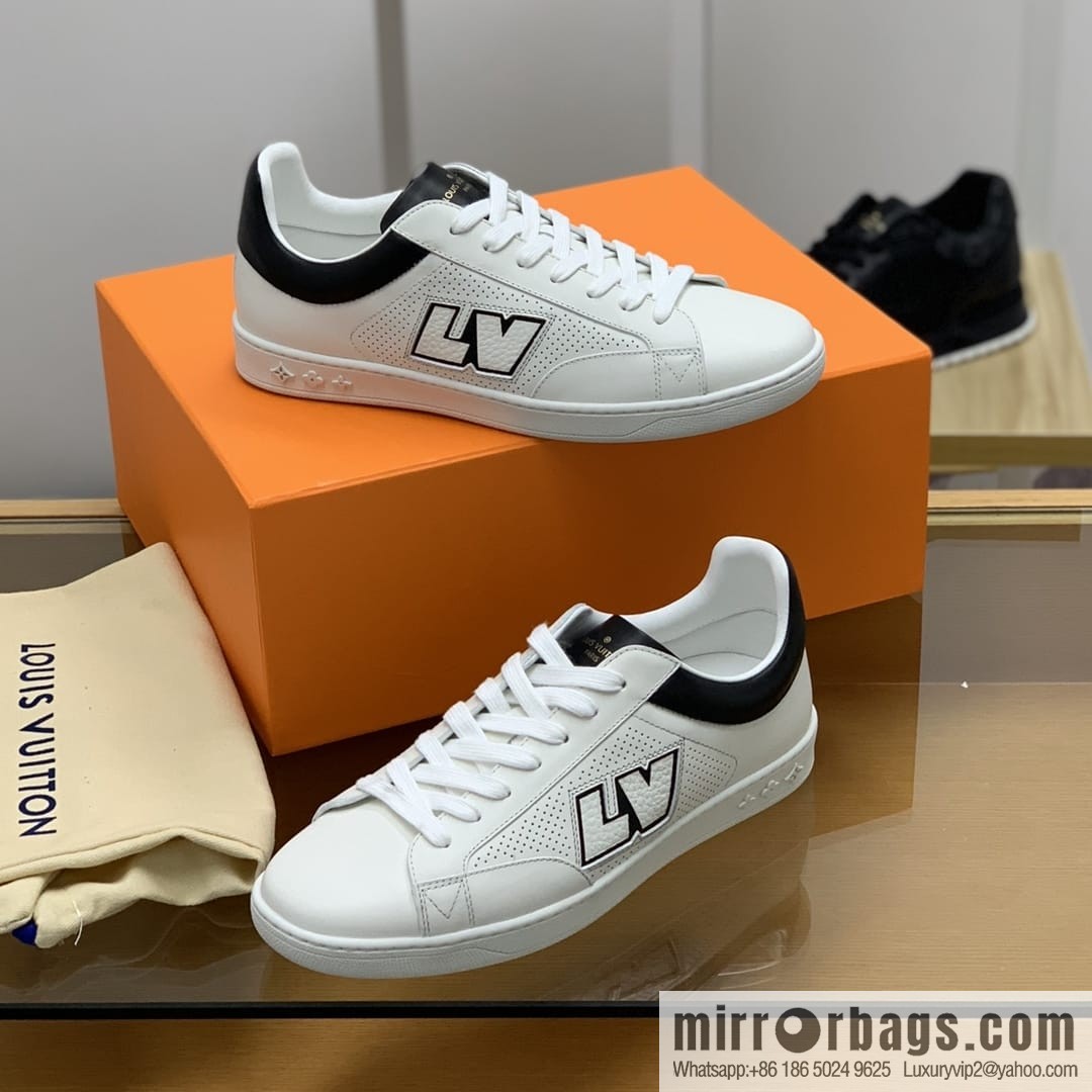 LV/Louis Vuitton White Rubber Outsole Embossed Monogram floral men's sneakers