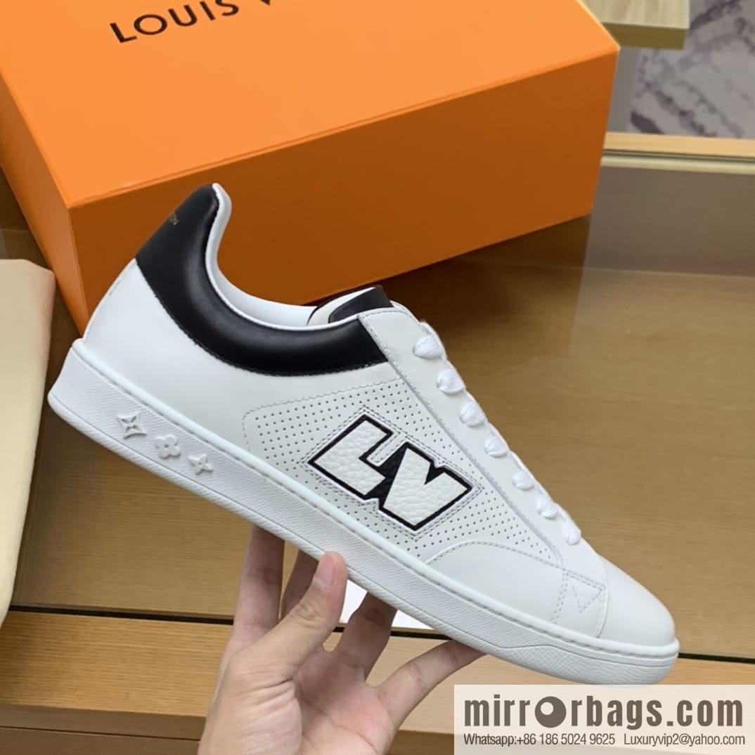 LV/Louis Vuitton White Rubber Outsole Embossed Monogram floral men's sneakers