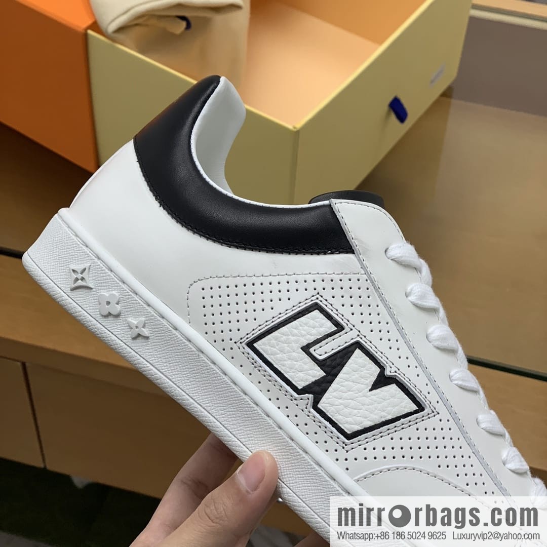 LV/Louis Vuitton White Rubber Outsole Embossed Monogram floral men's sneakers