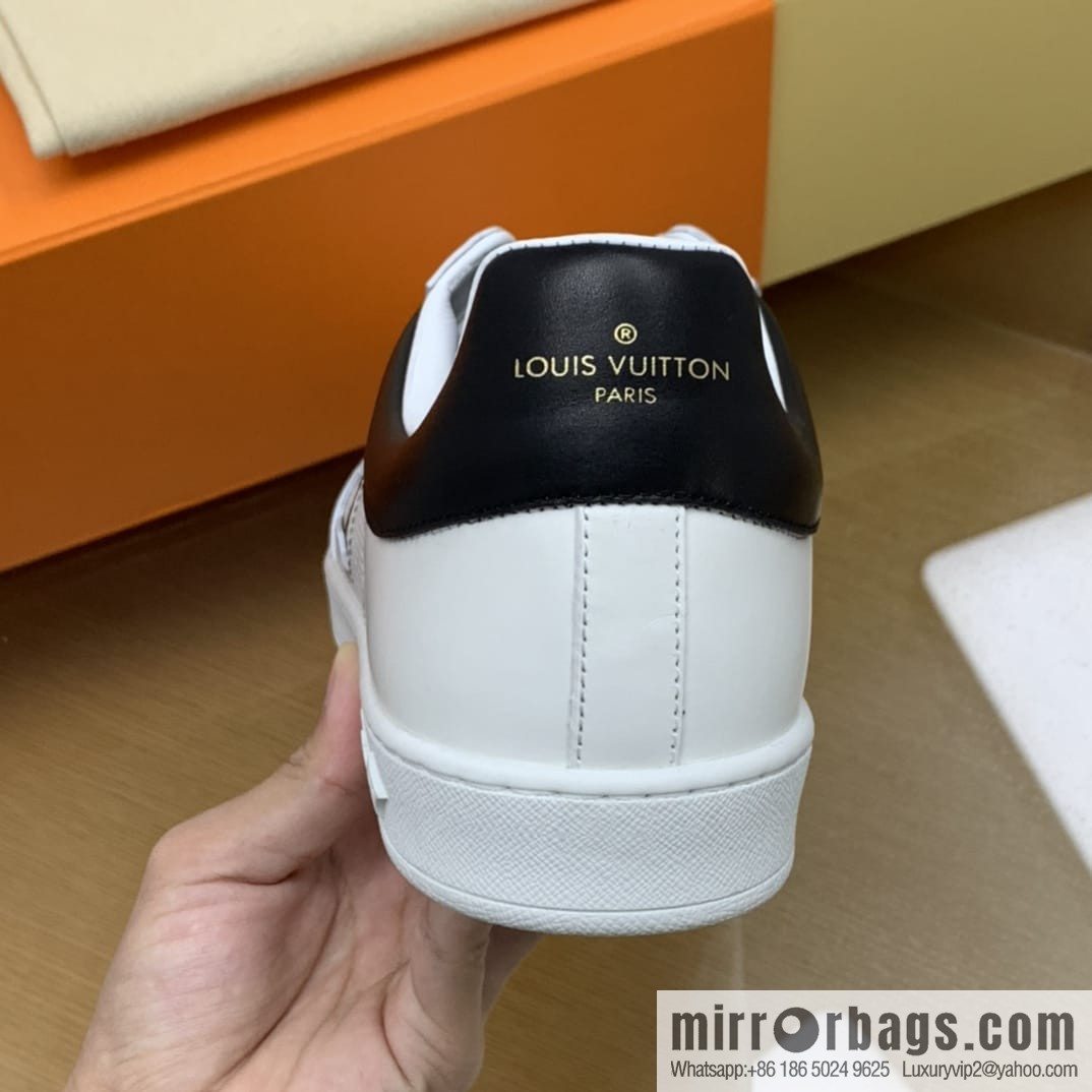 LV/Louis Vuitton White Rubber Outsole Embossed Monogram floral men's sneakers