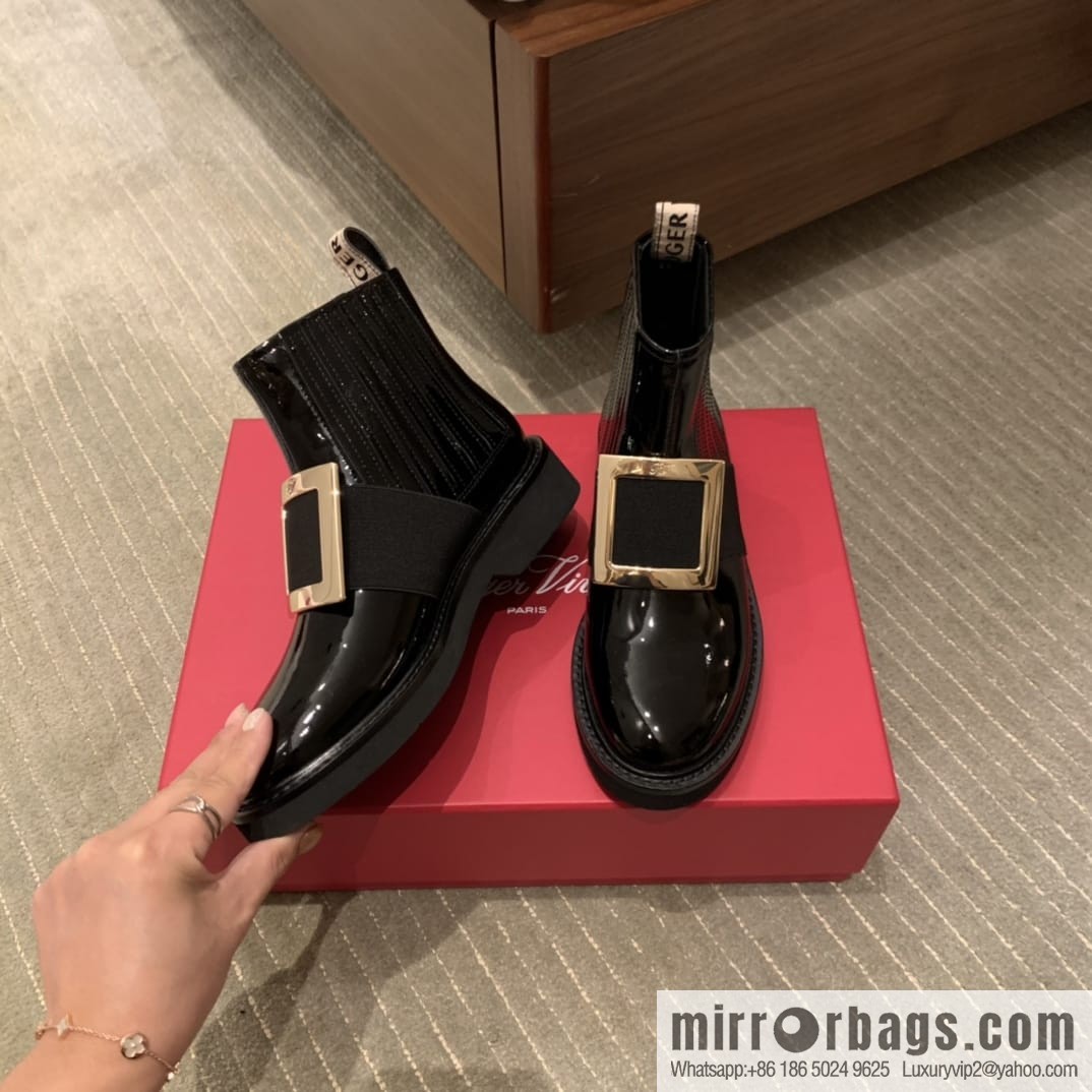 Roger vivier patented leather boots for women