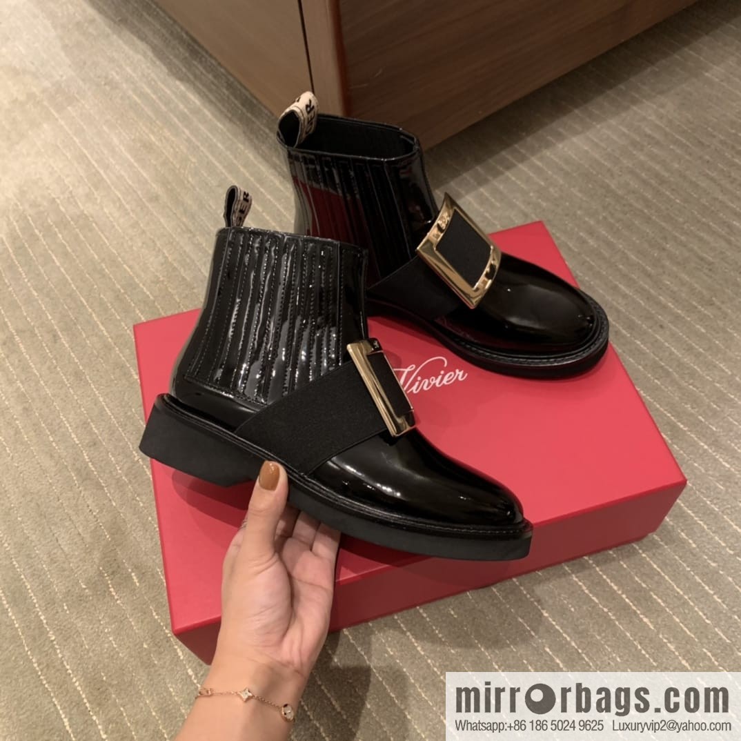Roger vivier patented leather boots for women