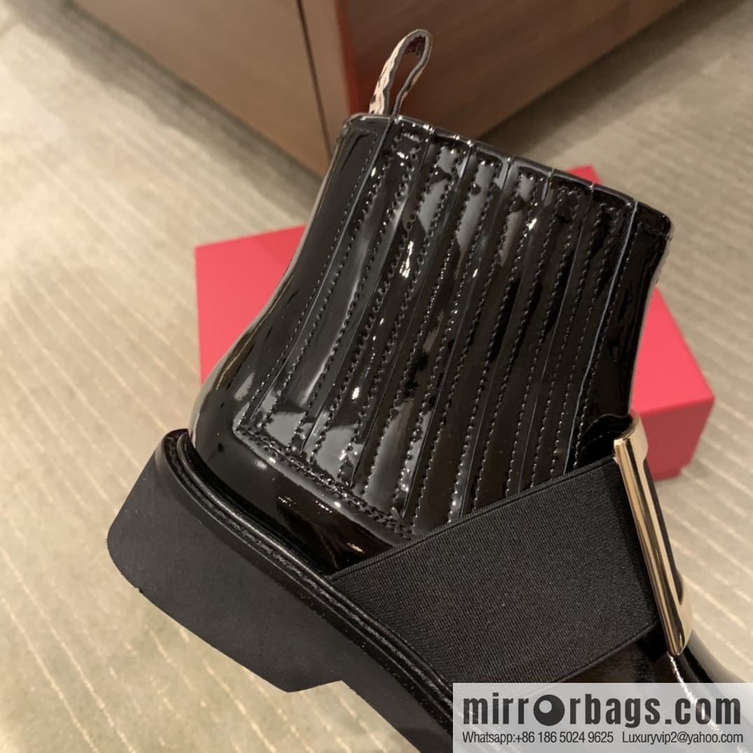 Roger vivier patented leather boots for women