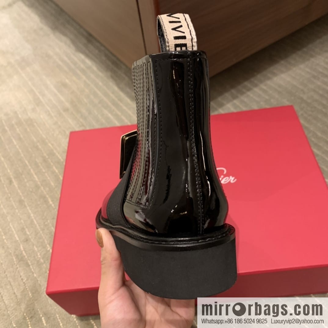 Roger vivier patented leather boots for women