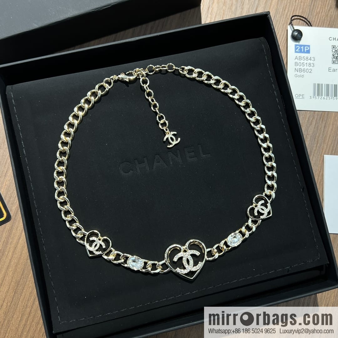 New ☑️ CHANEL Chanel double c gold peach heart love necklace