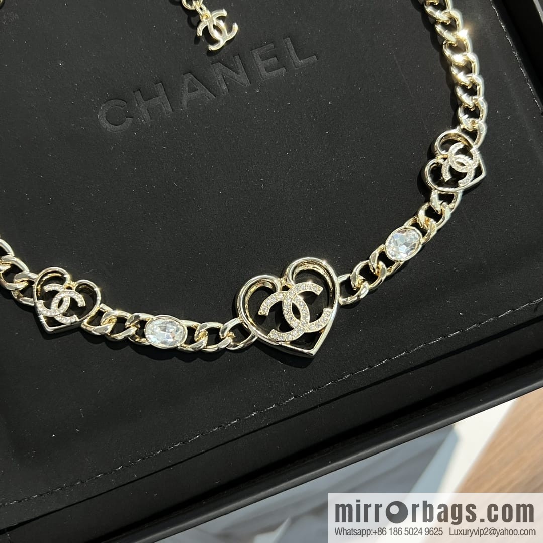New ☑️ CHANEL Chanel double c gold peach heart love necklace
