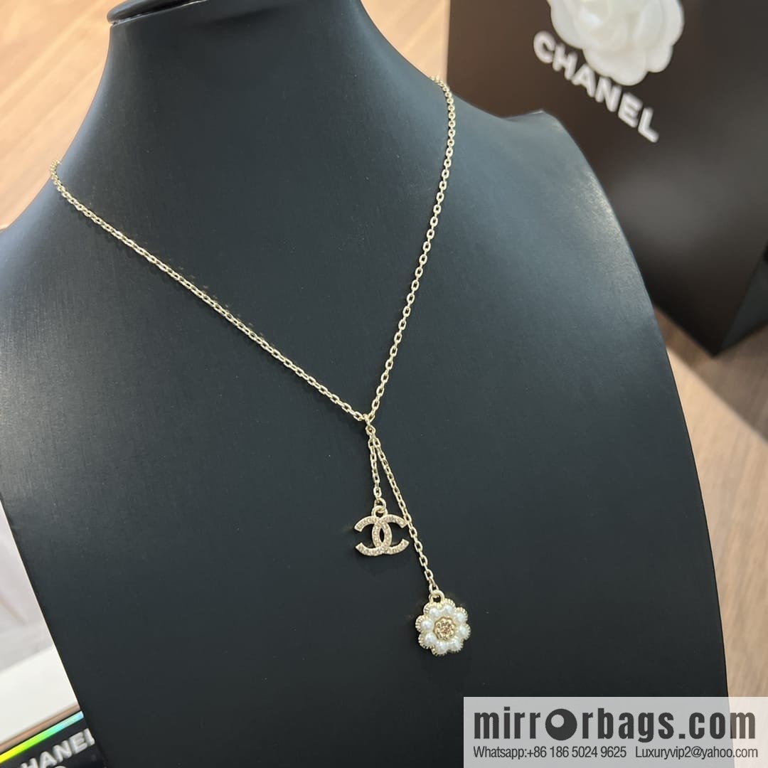 New ☑️ CHANEL Chanel Double C Camellia Pearl Necklace