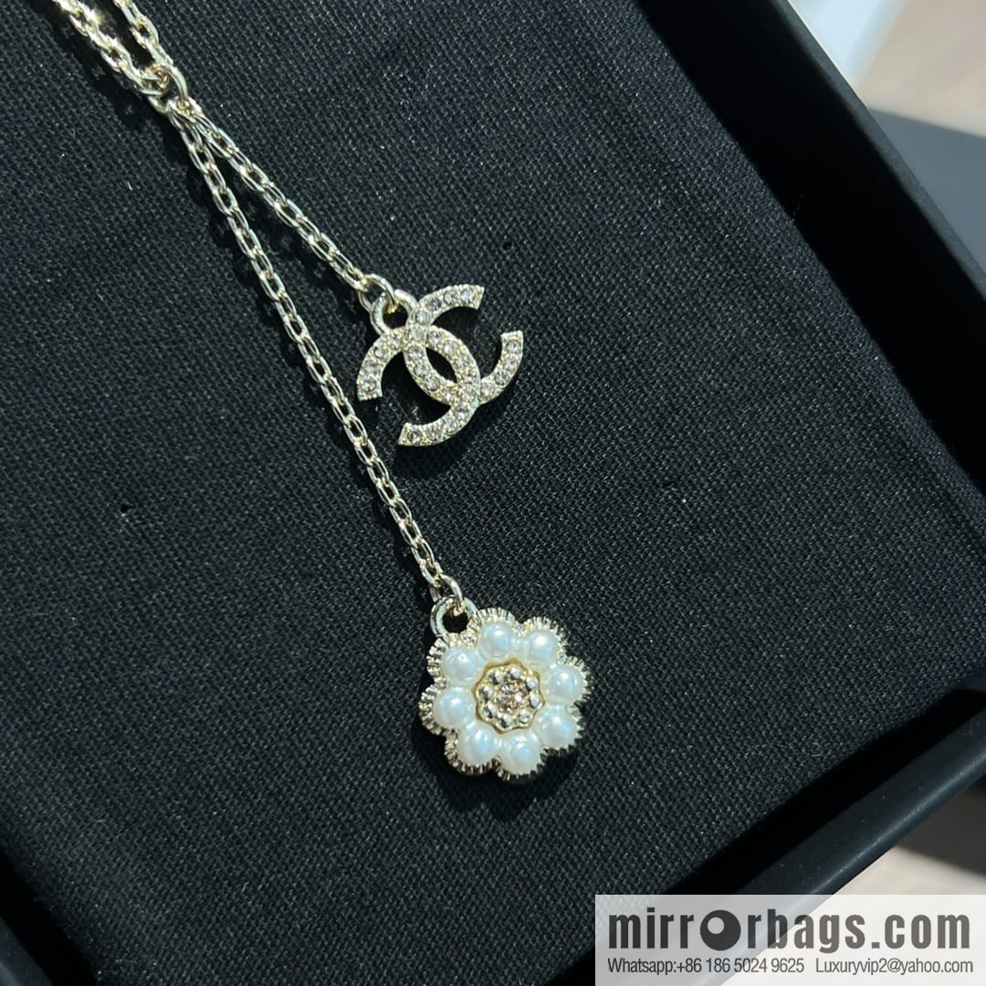 New ☑️ CHANEL Chanel Double C Camellia Pearl Necklace
