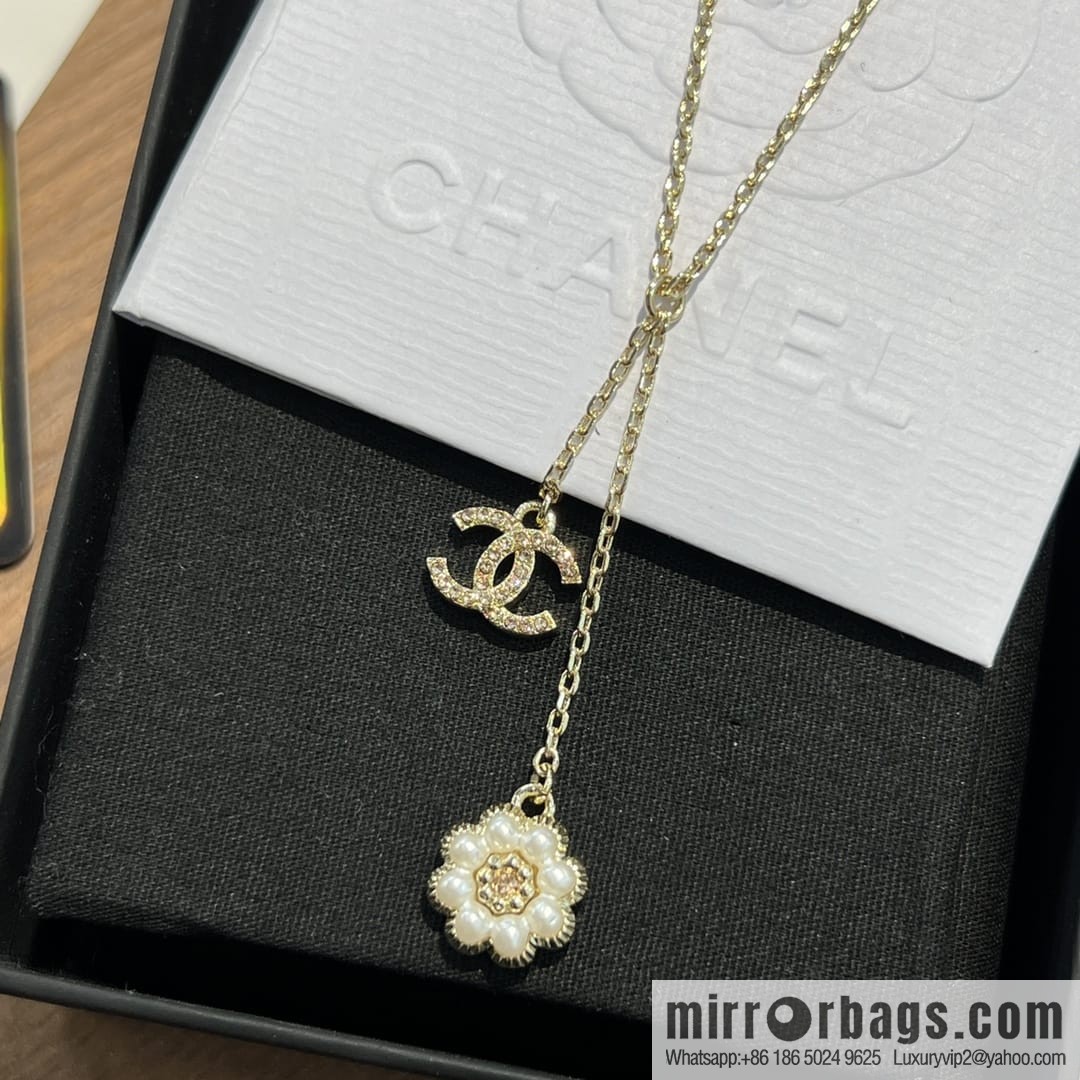 New ☑️ CHANEL Chanel Double C Camellia Pearl Necklace