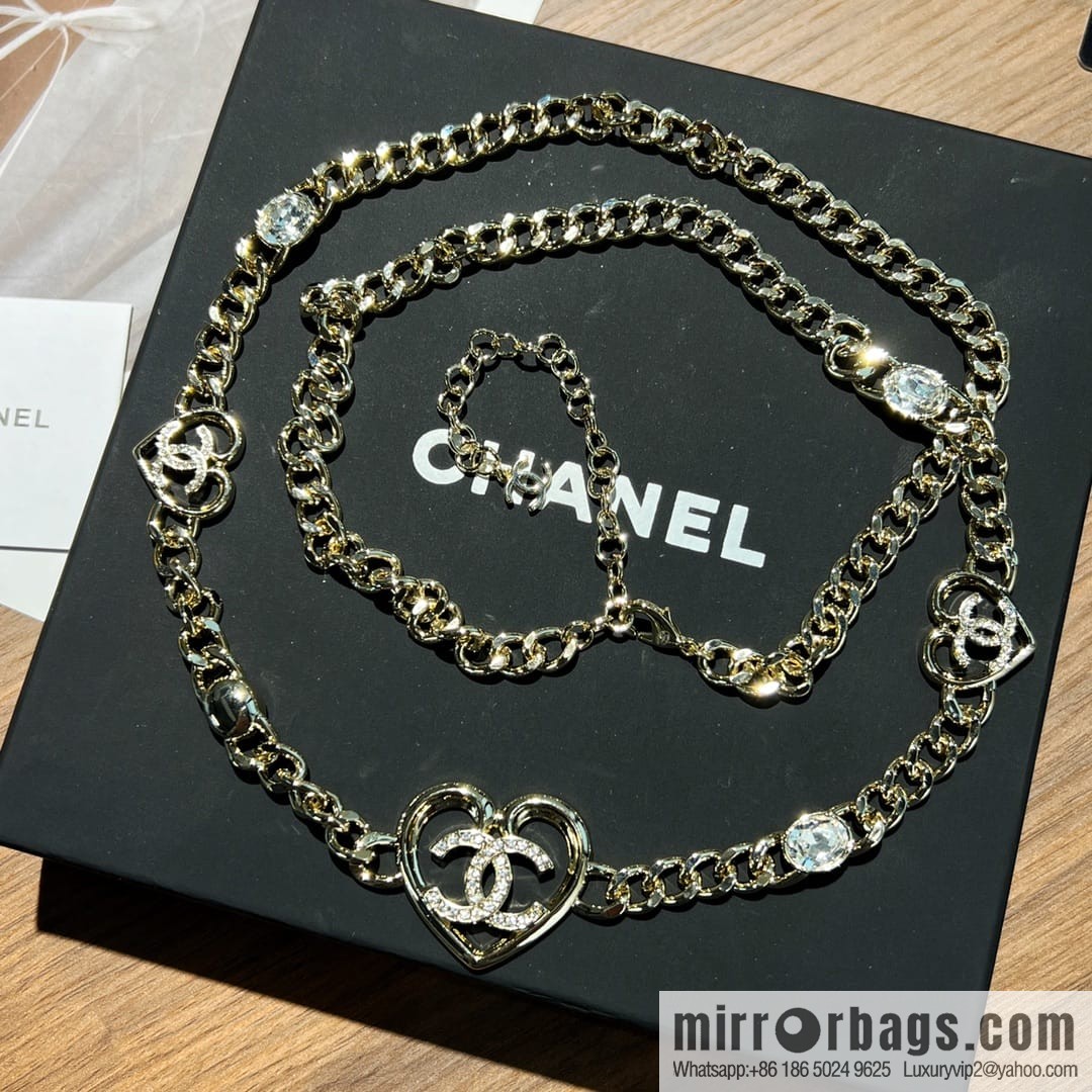 New ☑️ CHANEL Chanel double c peach heart love waist belt waist chain necklace