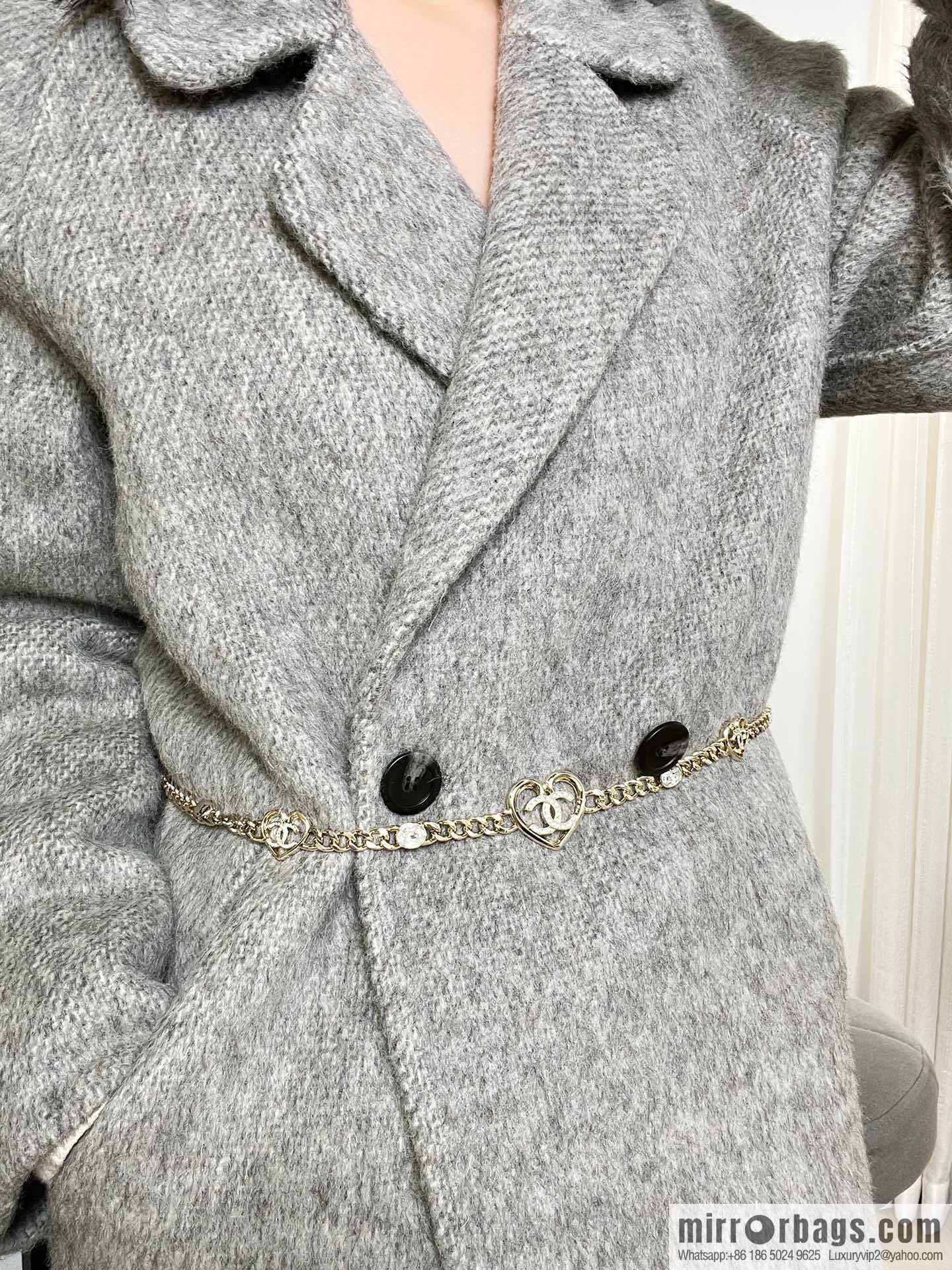 New ☑️ CHANEL Chanel double c peach heart love waist belt waist chain necklace