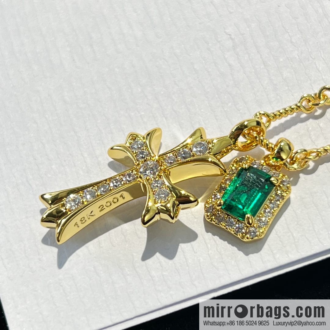 Classic hit, Croxin gold cross emerald necklace